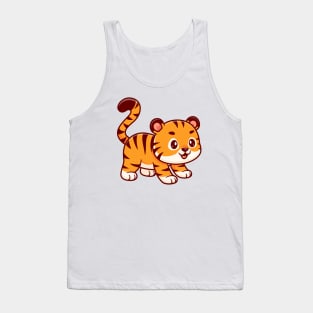 Cute Tiger Playing Cartoon Tank Top